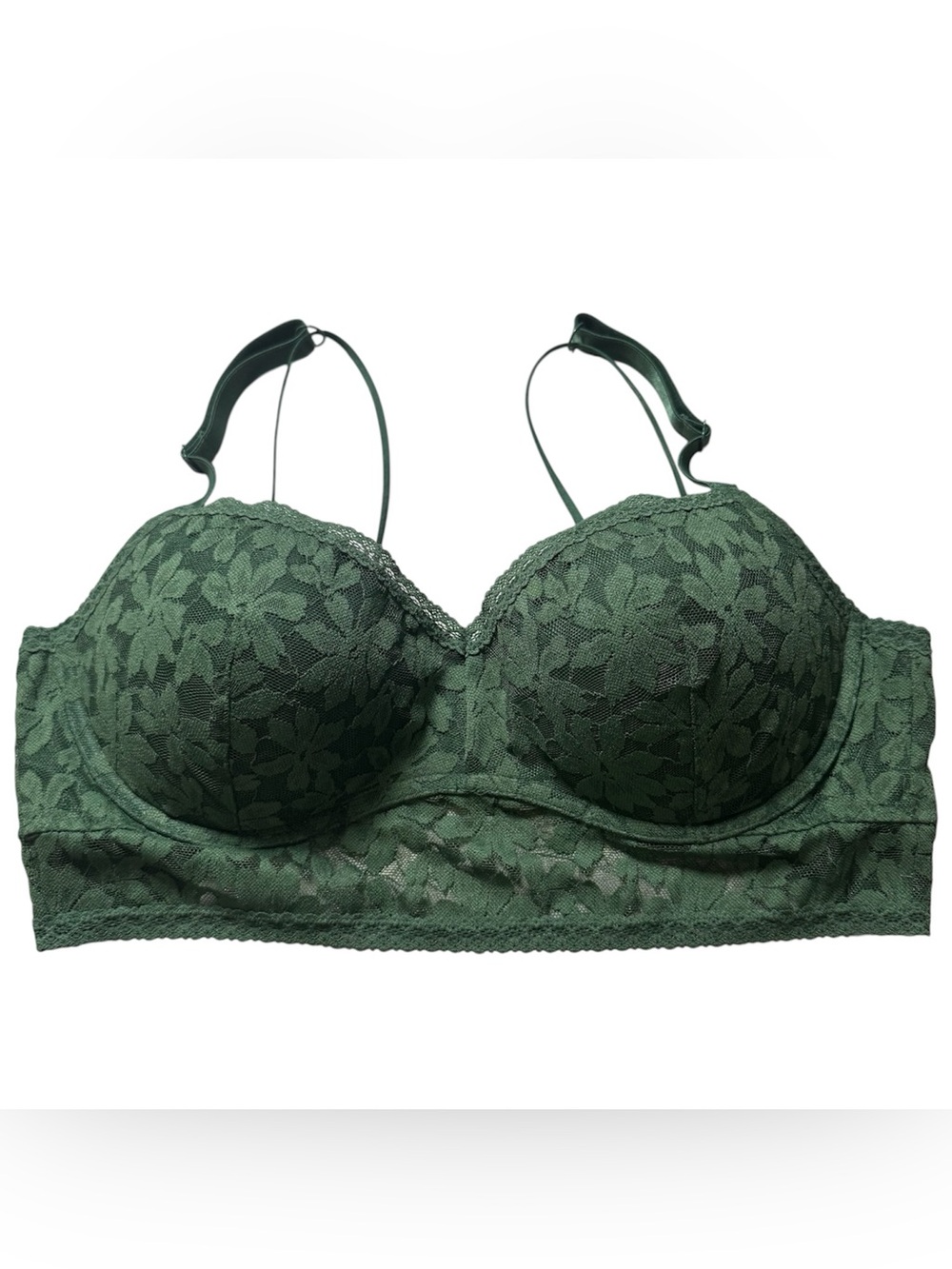 XL Victorias Secret PINK Green Floral Lace Push Up Bralette